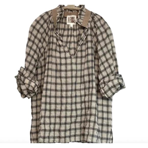 NEW A SHIRT THING josephine plaid shirt in ivory